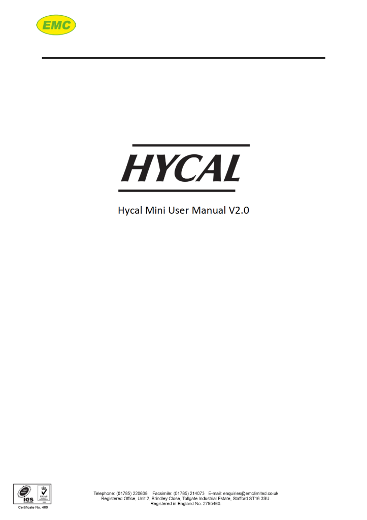 Руководство пользователя Hycal Mini