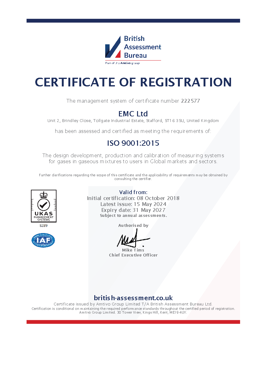 Certificat d'enregistrement ISO 9001:2015